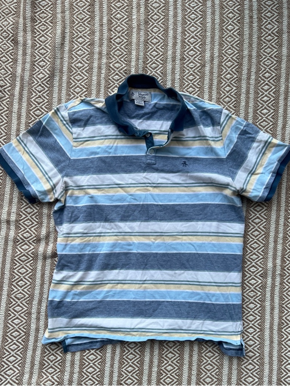 Penguin Men’s Blue Stripe Polo Shirt